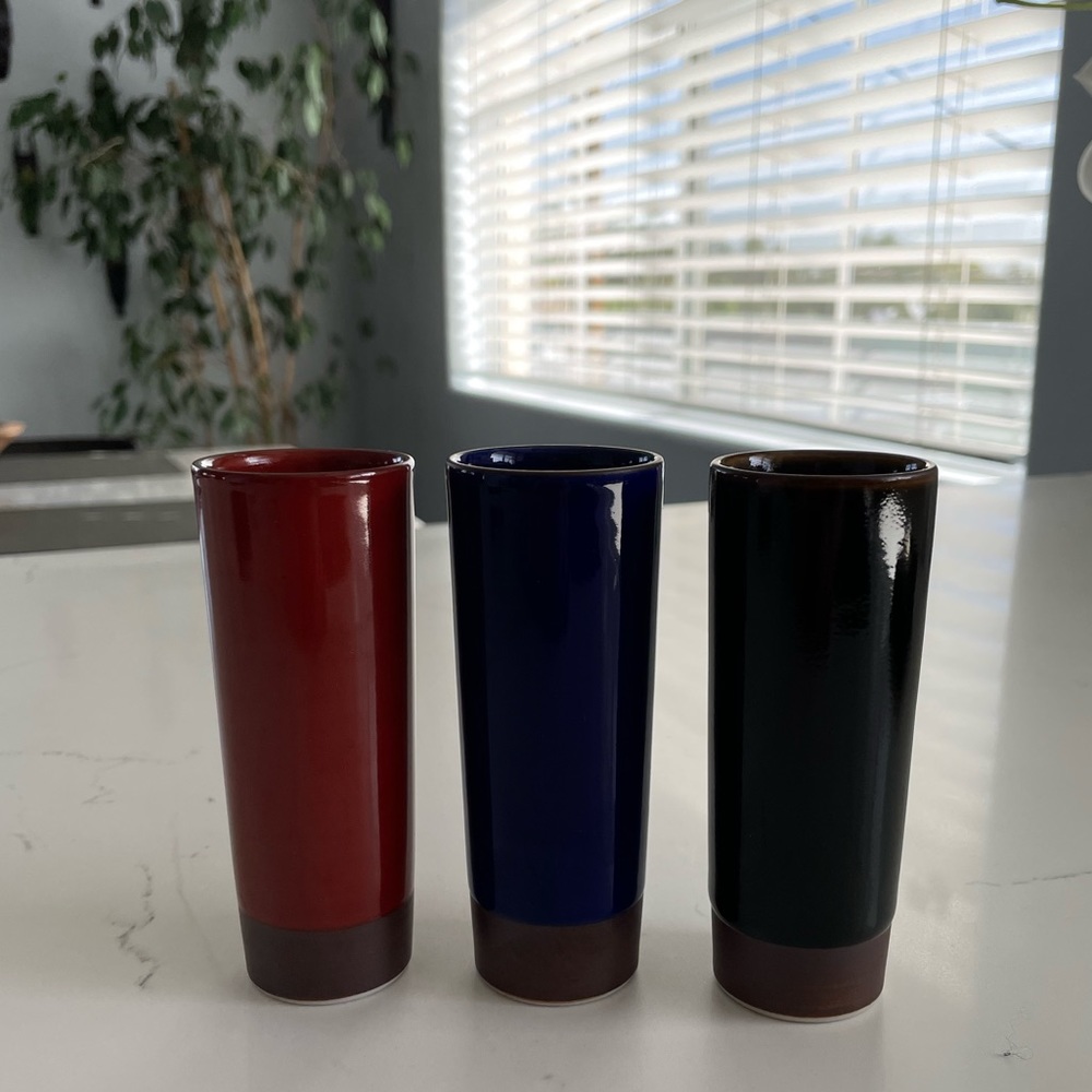 NWT IMARI Set of Three Tall Ceramic Glasses